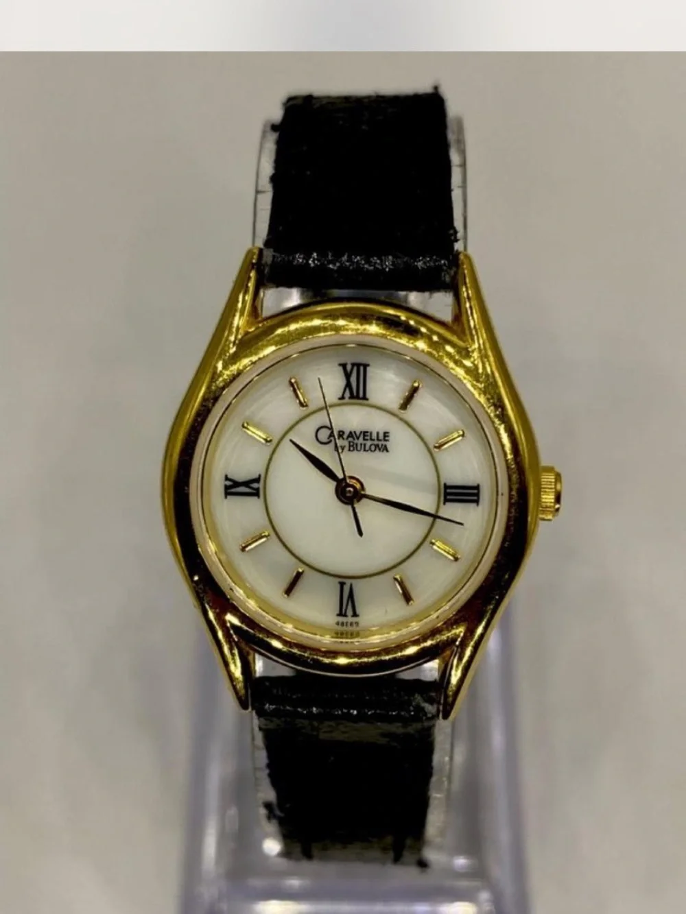 Caravelle ^^^  Gold-Tone Watch /  Black Strap * Luxury ***